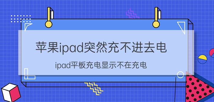 苹果ipad突然充不进去电 ipad平板充电显示不在充电？